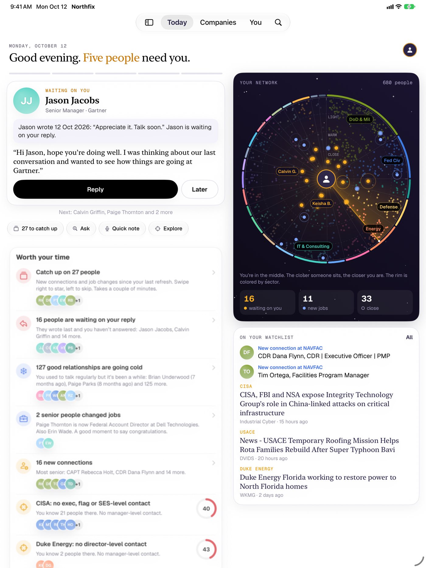Northfix on iPad: Today with the daily five and the compass.