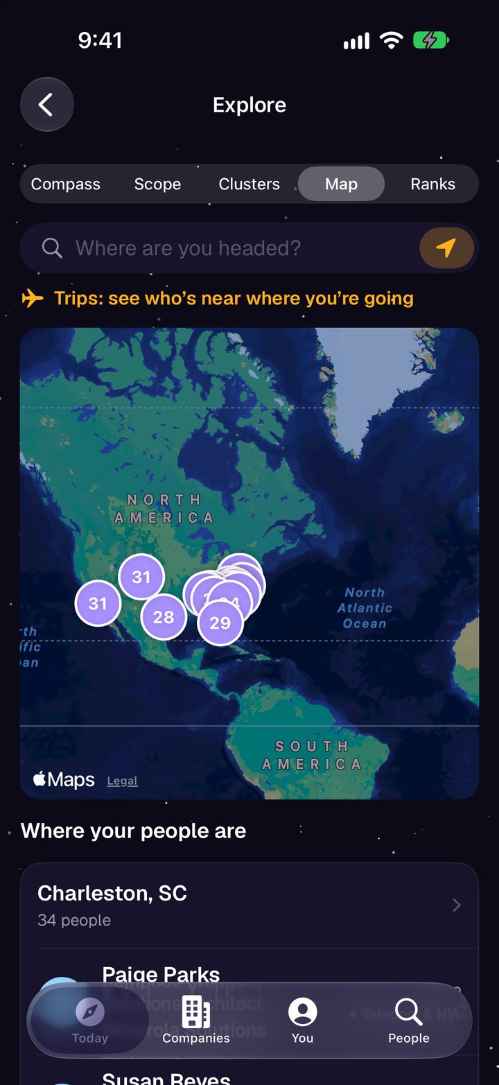 A map of where the people you know are.